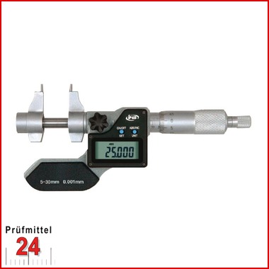 Innenmessschraube Digital 5 - 30 mm
mit gewölbten Messflächen, IP65
Einstellring: 5 mm