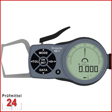 Kroeplin Schnelltaster Digital 0 - 10 mm
für Außenmessung Typ: K110S
Skalenteilungswert Skw:  0,001 / 0,002 / 0,005 / 0,01 / 0,02 / 0,05  mm
Max. Tastarmlänge: 18,8 mm