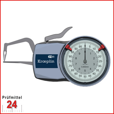 Kroeplin Schnelltaster Analog Messbereich:  0 - 10   mm
für Rohrwandmessung Typ:  D1R10  
Skalenteilungswert Skw: 0,005 mm
Max. Tastarmlänge L: 35 mm