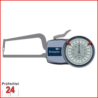 Kroeplin Schnelltaster Analog Messbereich:  0 - 20   mm
für Rohrwandmessung Typ:  D2R20  
Skalenteilungswert Skw: 0,01 mm
Max. Tastarmlänge L: 80 mm
