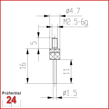 Messeinsatz für Messuhr Ø 1,5 mm Typ: 105
Hartmetall  573/14 H
