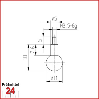 Messeinsatz für Messuhr Ø 11,0 mm Typ: 110
Stahl rostfrei  573/19 11
