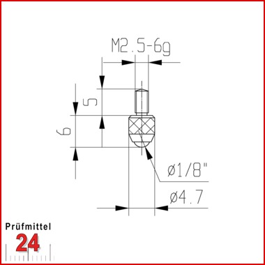 Messeinsatz für Messuhr Ø 4,5 mm Typ: 116
Stahl rostfrei  M 2/70
