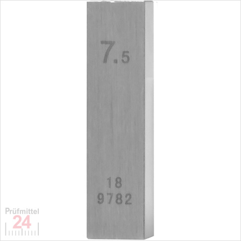 Einzel Endmaß Stahl 7,5 mm
DIN EN ISO 3650 mit Toleranzklasse: 0
