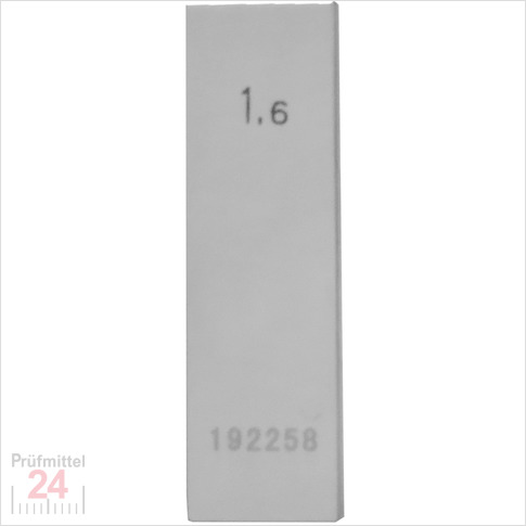 STEINLE 4202 Einzel Parallel Endmaß Stahl 1,6 mm
DIN EN ISO 3650 mit Toleranzklasse: 1