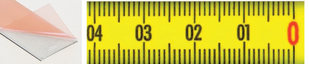 Skalenbandmaße gelb 13 mm breit, Bezifferung von rechts nach links mit Selbstklebefolie