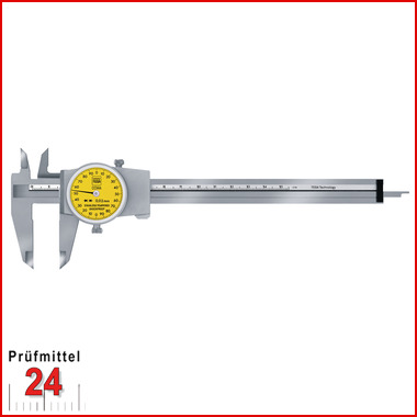 TESA Messschieber mit Rundskala 150 mm / 0,02 mm
TESA CCMA-M 00510008
mit eckigem Tiefenmaß
2 mm pro Zeigerumdrehung, Ohne Antriebsrad