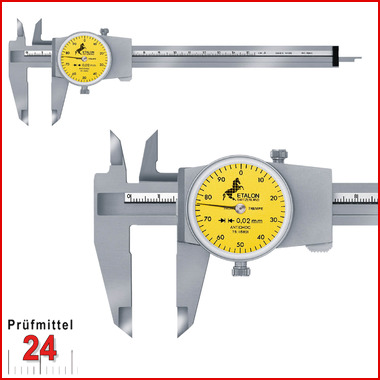 TESA Messschieber mit Rundskala 150 mm / 0,02 mm
ETALON 125 075115821
mit eckigem Tiefenmaß
1 mm pro Zeigerumdrehung, Ohne Antriebsrad