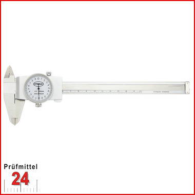 STEINLE 1206 Messschieber mit Rundskala 150 mm
Uhrenmessschieber, Uhren Messschieber
mit Feststellschraube, Ablesung: 0,02 mm