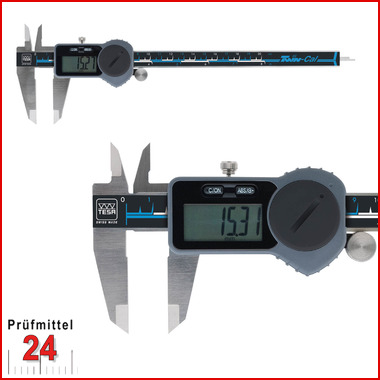 Digital Messschieber TESA 200 mm
TWIN-CAL IP40 00530095
mit eckigem Tiefenmaß
Datenausgang: Ja, Mit Antriebsrad