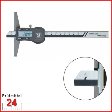 Tiefenmessschieber Digital 150 mm
Brückenlänge: 100 mm
mit Feststellschraube