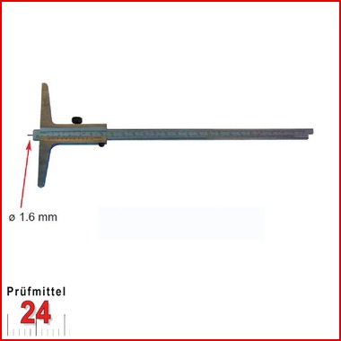 Tiefenessschieber 80 mm
mit Stiftspitze
Brückenlänge: 50 mm
mit Feststellschraube