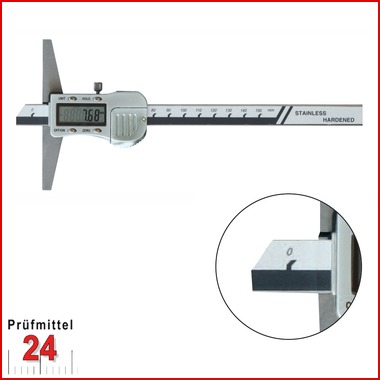 Tiefenmessschieber mit Metallgehäuse 150 mm
Brückenlänge: 100 mm
mit Feststellschraube