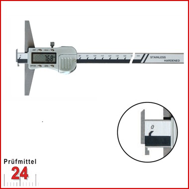 Tiefenmessschieber mit Metallgehäuse 200 mm
Brückenlänge: 100 mm
mit Doppelhaken