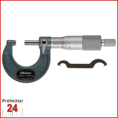 Mitutoyo Bügelmessschraube  0-25 mm 
103-129 Serie 103 Ablesung: 0,001 mm
Standard Werkstattausführung