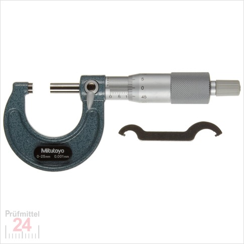 Mitutoyo Bügelmessschraube  0-25 mm 
103-137 Serie 103 Ablesung: 0,01 mm
Standard Werkstattausführung
Aktionspreis gültig bis 31.05.2025