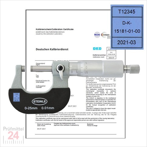 STEINLE Bügelmessschraube 0 - 25 mm -DAL-
DIN 863 Typ: 2130
inkl. Kalibriermarke & DAkkS Kalibrierschein
entspricht der IATF 16949 Forderung
Aktionspreis gültig bis 31.05.2024
Nur solange der Vorrat reicht