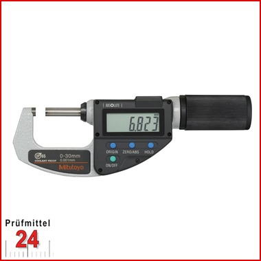 Mitutoyo Bügelmessschraube  0-30 mm IP 54
ABSOLUTE Digimatic  293-666-20 Serie 293 Ablesung: 0,001 mm
mit 10mm Spindelvorschub pro Umdrehung Quick Mikrometer
mit Datenausgang