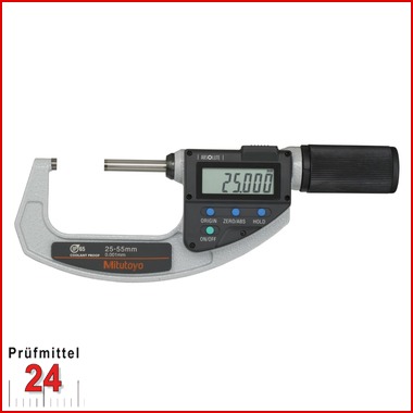 Mitutoyo Bügelmessschraube  25-55 mm IP 54
ABSOLUTE Digimatic  293-667-20 Serie 293 Ablesung: 0,001 mm
mit 10mm Spindelvorschub pro Umdrehung Quick Mikrometer
mit Datenausgang