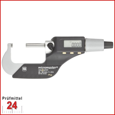 TESA MICROMASTER Bügelmnessschraube  25-50 mm IP54
06030021  Ablesung: 0,001 mm
Messfläche Zylindrisch Ø6,5