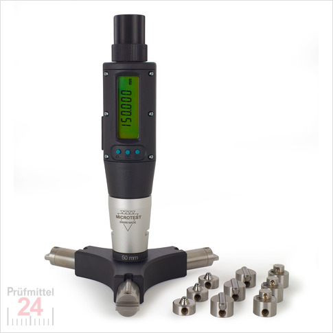 MICROTEST Digital 3 Punkt Innenmessschraube Modular 155 - 255 mm
Ablesung: 0,001 mm / Messtiefe: 210 mm
mit wechselbarem Messaufsatz-System - IW7005