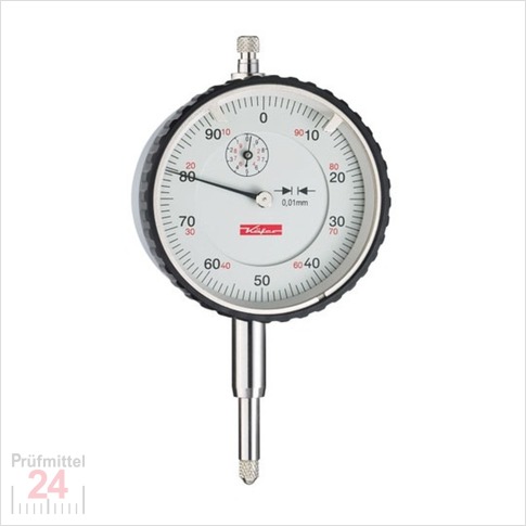 Käfer Messuhr 0 - 10 mm MU 52 ST
Ablesung: 0,01 mm mit Stoßschutz
Zffernblatt: 58 mm Zeigerumdrehung: 1 mm