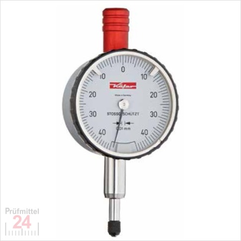 Käfer Messuhr 0 - 0.8 mm SI-45/0.8
Ablesung: 0,01 mm Sicherheitsmessuhr
Zffernblatt: 40 mm Zeigerumdrehung: 