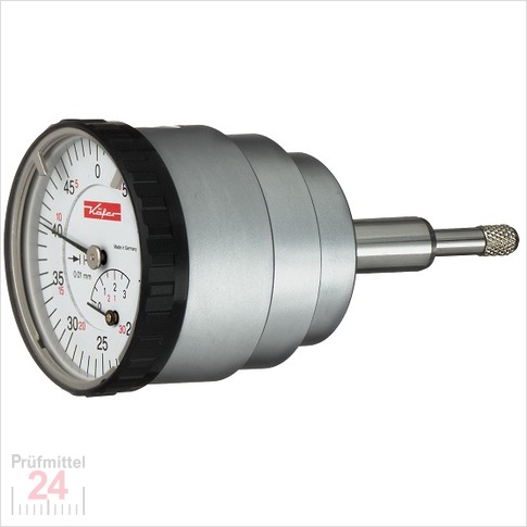 Käfer Messuhr 0 - 1 mm FM 1000 R
Ablesung: 0,001 mm Rückwärtiger Messbolzen
Zffernblatt: 58 mm Zeigerumdrehung: 0.2 mm