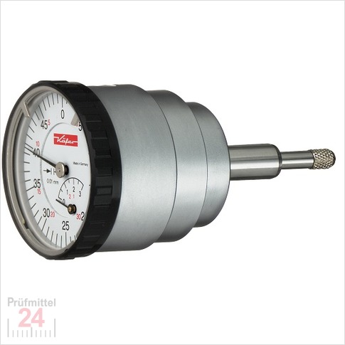 Käfer Messuhr 0 - 5 mm KM 4/5 R
Ablesung: 0,01 mm Rückwärtiger Messbolzen
Zffernblatt: 40 mm Zeigerumdrehung: 0.5 mm