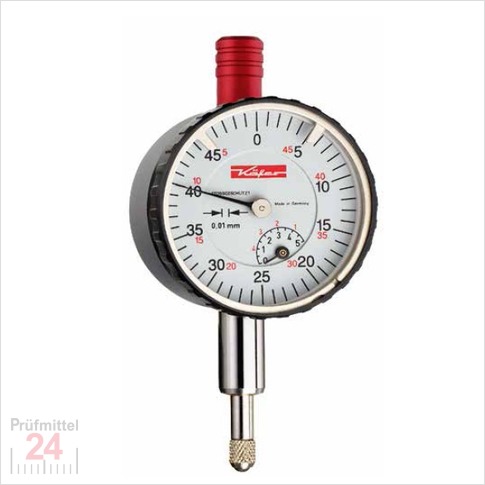 Käfer Messuhr 0 - 5 mm KM 4/5 S - 100
Ablesung: 0,01 mm Stoßschutz
Zffernblatt: 40 mm Zeigerumdrehung: 1 mm