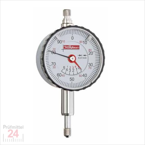 Käfer Messuhr 0 - 5 mm KMU 4/5 TK-100
Ablesung: 0,01 mm Konzentrische Anzeige
Zffernblatt: 40 mm Zeigerumdrehung: 1 mm