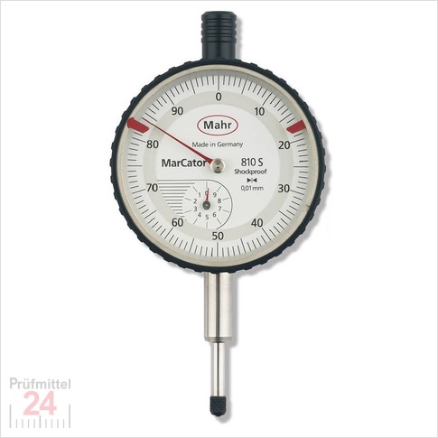 Messuhr Mahr Analog mit Stoßschutz
MarCartor 810 S
Messspanne: 0 - 10 mm
Ablesung: 0,01 mm