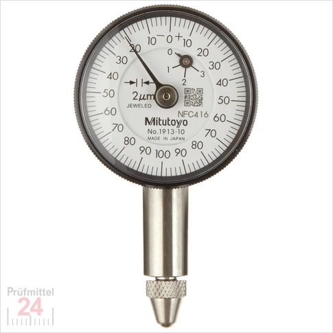 Mitutoyo Messuhr 0 - 0.5 mm 1913AB-10 alt: 1913TB-10
Serie 2 , Ablesung: 0,002 mm  Edelsteingelagert
Ziffernblatt 32 mm, Genauigkeit:+/-0.011 mm
Ziffernblattfarbe: Weiss - Abschlussdeckel Flach