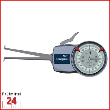 Kroeplin Schnelltaster Analog Messbereich:  10 - 30   mm
für Innen Nutenmessung Typ:  H210  
Skalenteilungswert Skw: 0,01 mm
Max. Tastarmlänge L: 85 mm