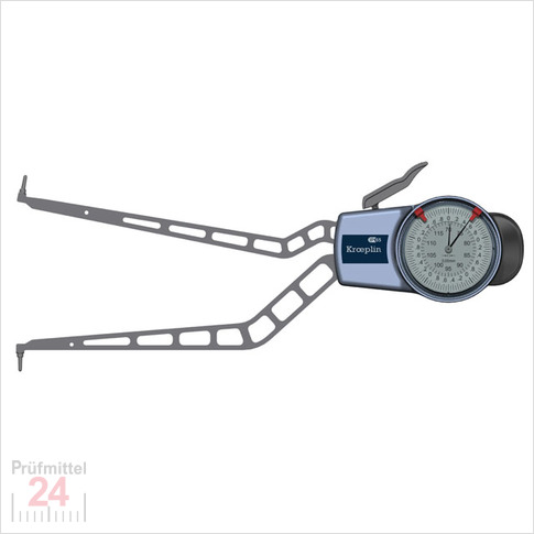 Kroeplin Schnelltaster Analog Messbereich:  70 - 120   mm
für Innen Nutenmessung Typ:  H470  
Skalenteilungswert Skw: 0,05 mm
Max. Tastarmlänge L: 192 mm