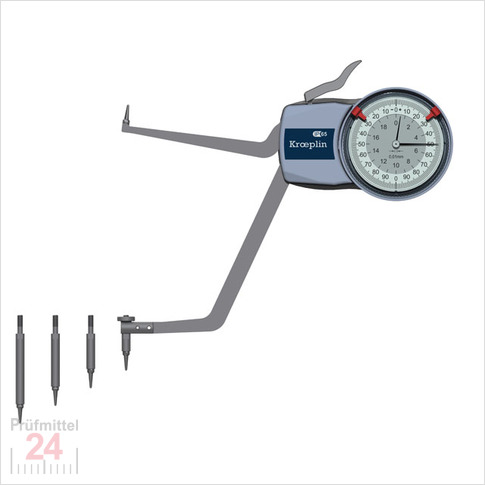 Kroeplin Schnelltaster Analog Messbereich:  130 - 180   mm
für Innen Vergleichsmessung  Typ:  H2M130  
Skalenteilungswert Skw: 0,01 mm
Max. Tastarmlänge L: 85 mm