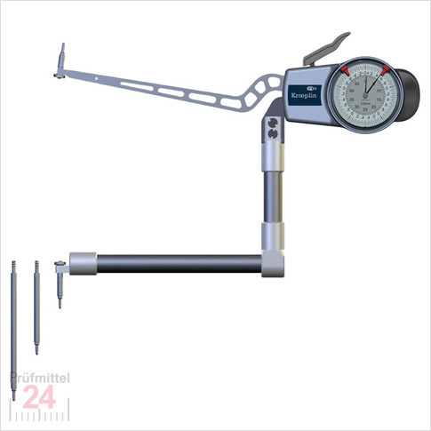 Kroeplin Schnelltaster Analog 180 - 310 mm
für Innen-Vergleichsmessung Typ: H4M180
Skalenteilungswert Skw: 0,05 mm
Max. Tastarmlänge: 192 mm