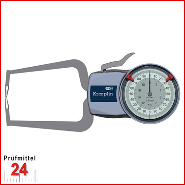 Kroeplin Schnelltaster Analog Messbereich:  0 - 20   mm
für Außenmessung Typ:  D220  
Skalenteilungswert Skw: 0,01 mm
Max. Tastarmlänge L: 85 mm