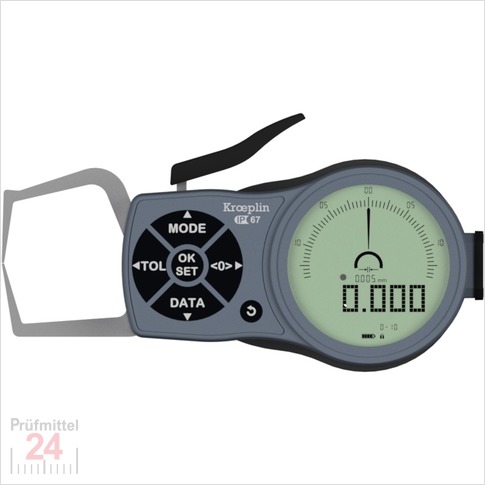 Kroeplin Schnelltaster Digital 0 - 10 mm
für Außenmessung Typ: K110S
Skalenteilungswert Skw:  0,001 / 0,002 / 0,005 / 0,01 / 0,02 / 0,05  mm
Max. Tastarmlänge: 35 mm