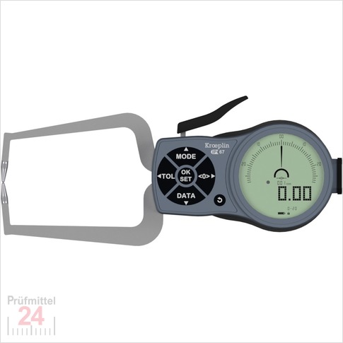 Kroeplin Schnelltaster Digital 0 - 20 mm
für Außenmessung Typ: K220
Skalenteilungswert Skw:  0,001 / 0,002 / 0,005 / 0,01 / 0,02 / 0,05  mm
Max. Tastarmlänge: 24,7 mm