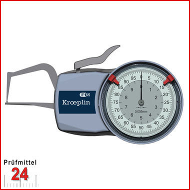 Kroeplin Schnelltaster Analog Messbereich:  0 - 10   mm
für Rohrwandmessung Typ:  D1R10S  
Skalenteilungswert Skw: 0,005 mm
Max. Tastarmlänge L: 35 mm