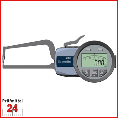 Kroeplin Schnelltaster Digital Messbereich:  0 - 20   mm
für Rohrwandmessung Typ:  C2R20  
Skalenteilungswert Skw: 0,01 mm
Max. Tastarmlänge L: 80 mm