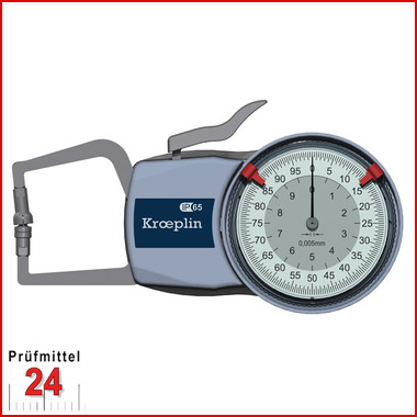 Kroeplin Schnelltaster Analog Messbereich:  0 - 10   mm
für Folien- und Schaumstoffmessung Typ:  D110T  
Skalenteilungswert Skw: 0,005 mm
Max. Tastarmlänge L:  M   mm