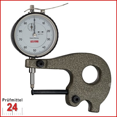 Käfer Dickenmessgerät 10 mm J 50 W
Bügeltiefe:   50 mm / Ablesung: 0,01 mm
mit Abhebevorrichtung