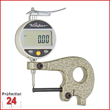 Käfer Dickenmessgerät Digital 10 mm JD 50 W
Bügeltiefe: 50 mm / Ablesung: 0,01 mm
mit Abhebevorrichtung