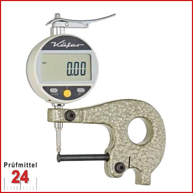 Käfer Dickenmessgerät Digital 10 mm JD 50 W
Bügeltiefe: 50 mm / Ablesung: 0,01 mm
mit Abhebevorrichtung