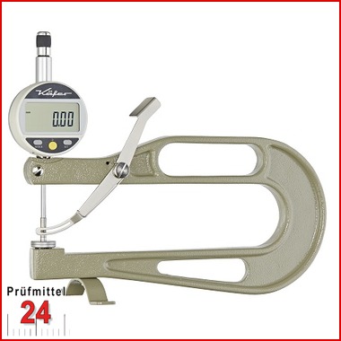 Käfer Dickenmessgerät Digital 10 mm JD 200
Bügeltiefe: 200 mm / Ablesung: 0,01 mm
mit Abhebevorrichtung