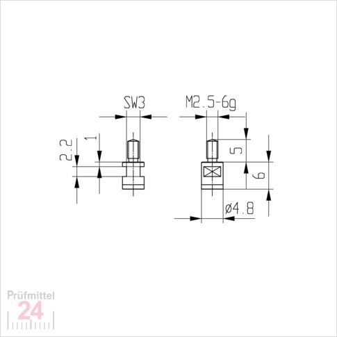 Messeinsatz für Messuhr Ø 4,8 mm Typ: 101
Hartmetallbestückt  573/10 H
