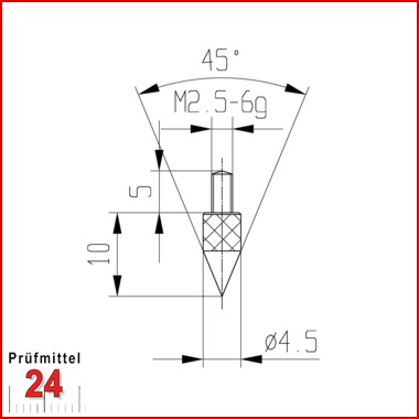 Messeinsatz für Messuhr 45° Typ: 104
Stahl rostfrei  573/13
