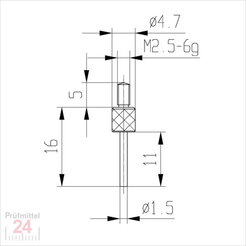 Messeinsatz für Messuhr Ø 1,5 mm Typ: 105
Stahl rostfrei  573/14
